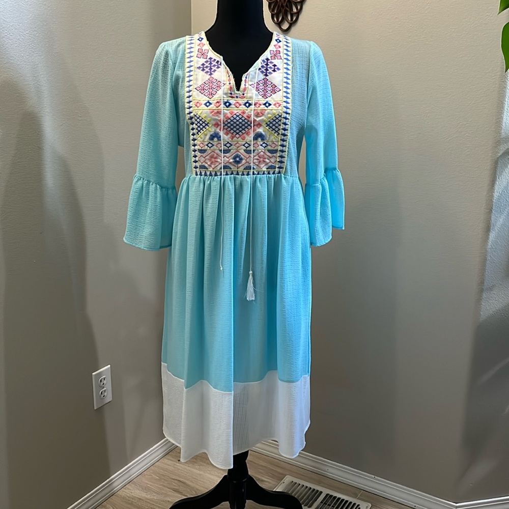 FLAMINGO URBAN women’s baby blue/ white‎ dress size small